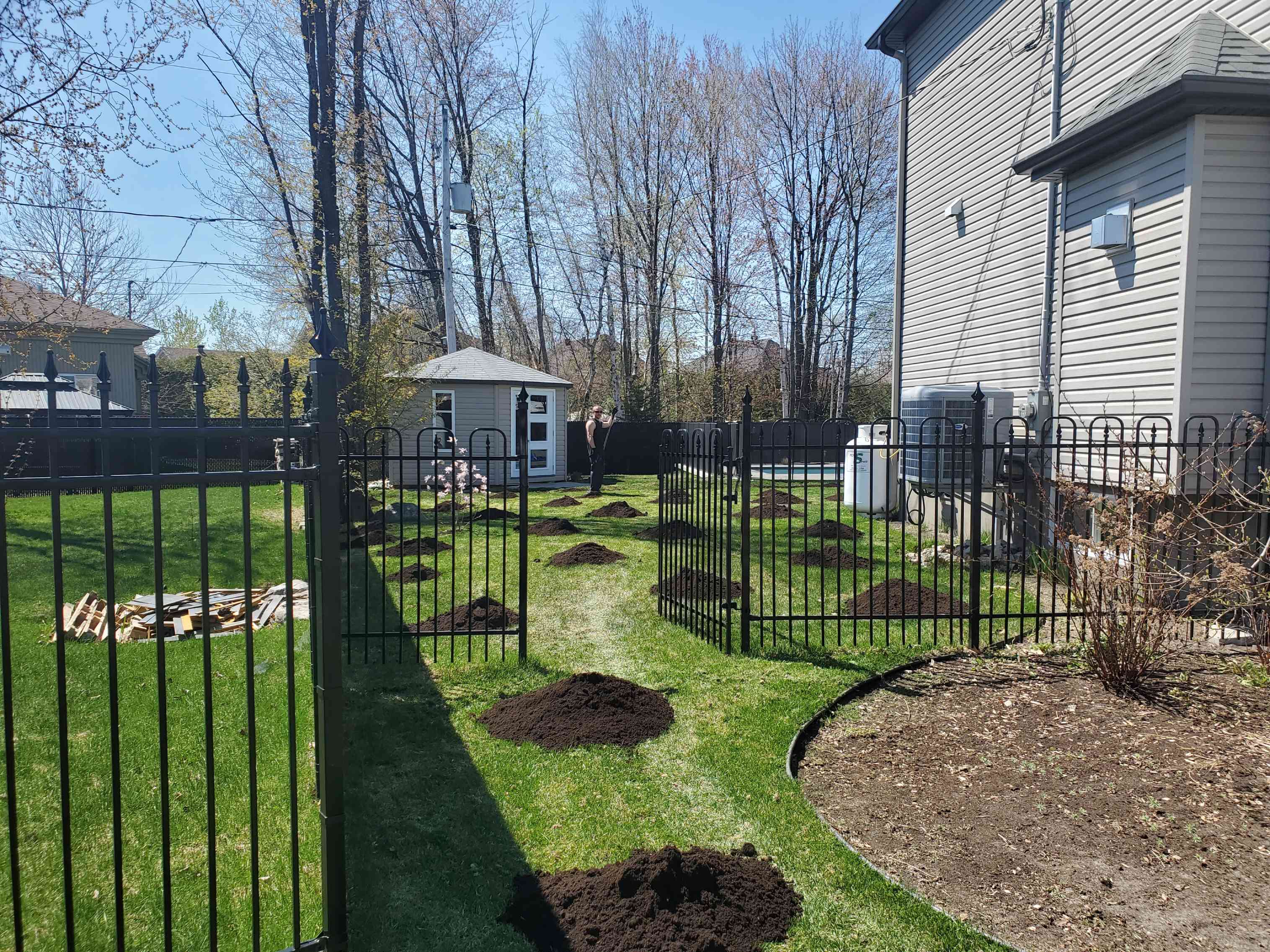 Top dressing being applied to a residential lawn